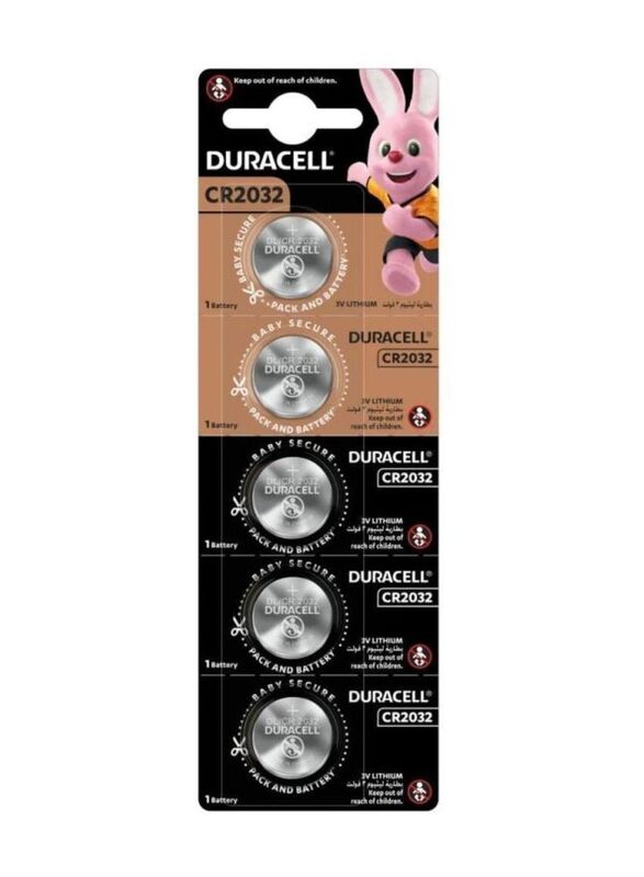 

Duracell CR2032 3V Lithium Batteries, 5 Pieces, Silver