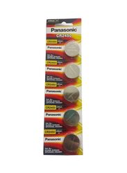 Panasonic CR2450 3V Lithium Batteries, 5 Pieces, Silver