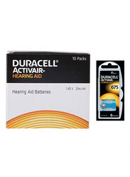 Duracell Activair 1.45V Hearing Aid Batteries, DA ZA675, 60 Pieces, Silver