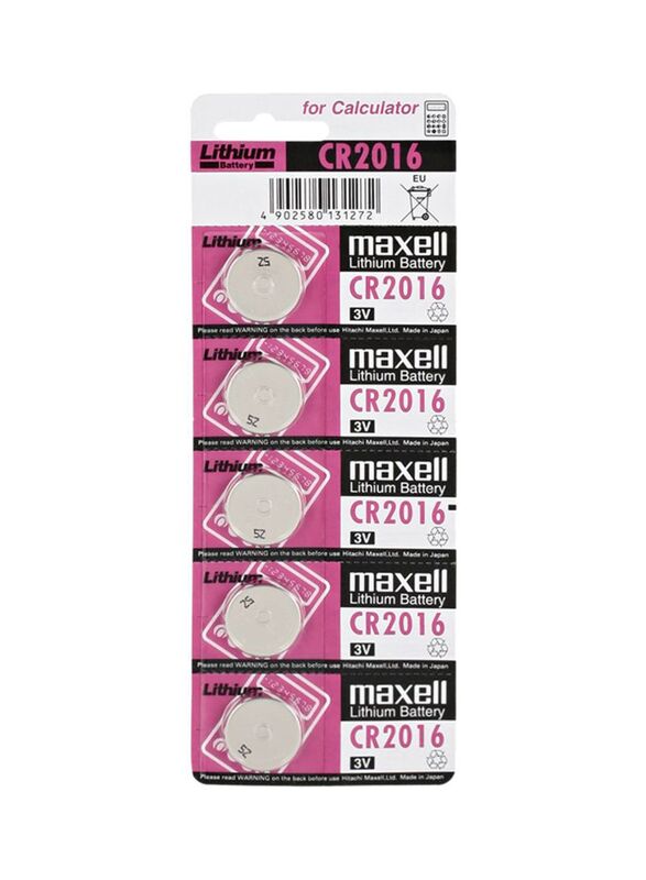 

Maxell CR2016 Coin Battery, 5 Pieces, Silver