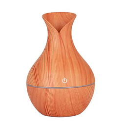 Ultrasonic Aroma Wood Grain Vase Shape Air Humidifier - 130ML (Wooden Color)