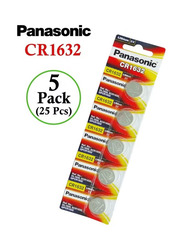 Panasonic Lithium 3V Coin Cell Battery, CR1632, 25 Pieces, Silver