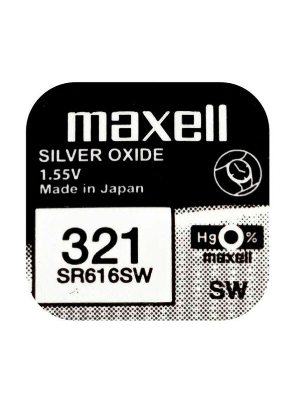 

Maxell SR 616/321 SW Silver Oxide Mercury Free Battery, 10 Pieces, Silver