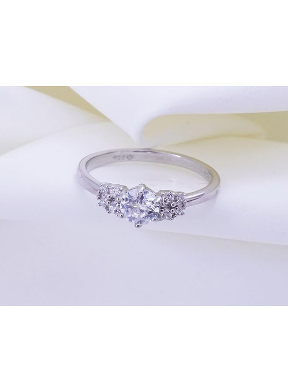 

Vibez Jewelz 925 Sterling Silver Trilogy Ring with Zerconia Stone for Woman, US 6