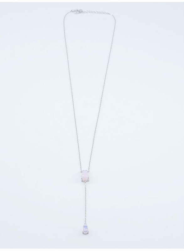 

Vibez Jewelz 925 Sterling Silver Pink Stone Y Necklace