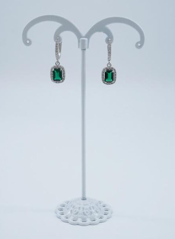 

Vibez Jewelz 925 Sterling Silver Emerald Stone with Square Shape Drop & Dangle Earrings for Women