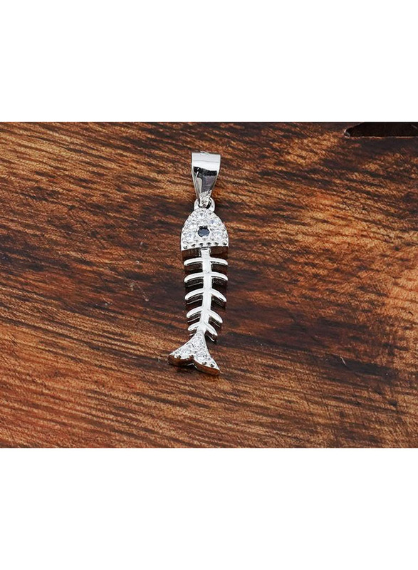 

Vibez Jewelz 925 Sterling Silver Fish Pendant with Blue Stone and Zirconia in Silver