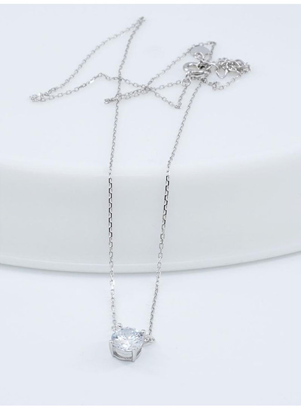 

Vibez Jewelz 925 Sterling Silver Single Diamond Pendant Necklace