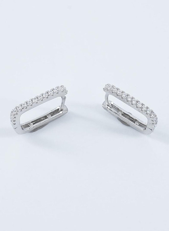 

Vibez Jewelz 925 Sterling Silver Diamond Hoop Earrings for Women