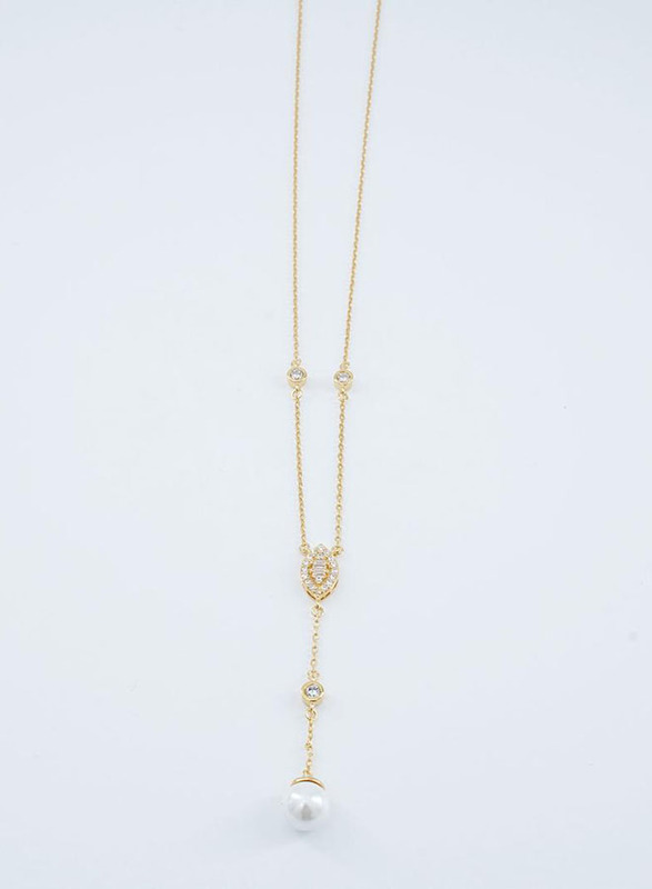

Vibez Jewelz 925 Sterling Silver Gold Platted Pearl Y Necklace