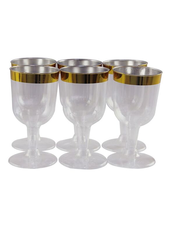 

Rosymoment 6-Piece 5oz Wine Glass Set, Clear/Gold