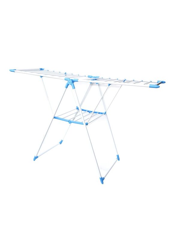 

In-House Metal Foldable Cloth Drying Rack, 108x62x6cm, White/Blue