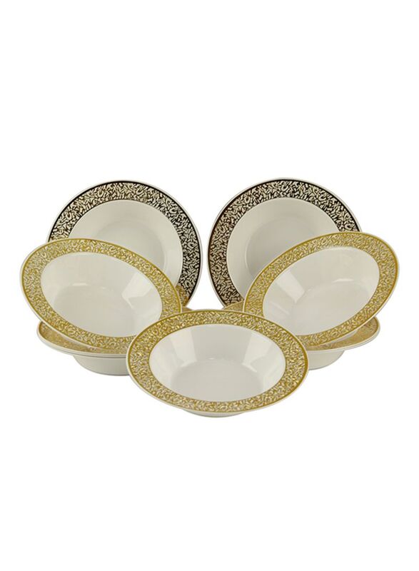 

Rosymoment 10-Piece Plastic Bowl Set, White/Gold