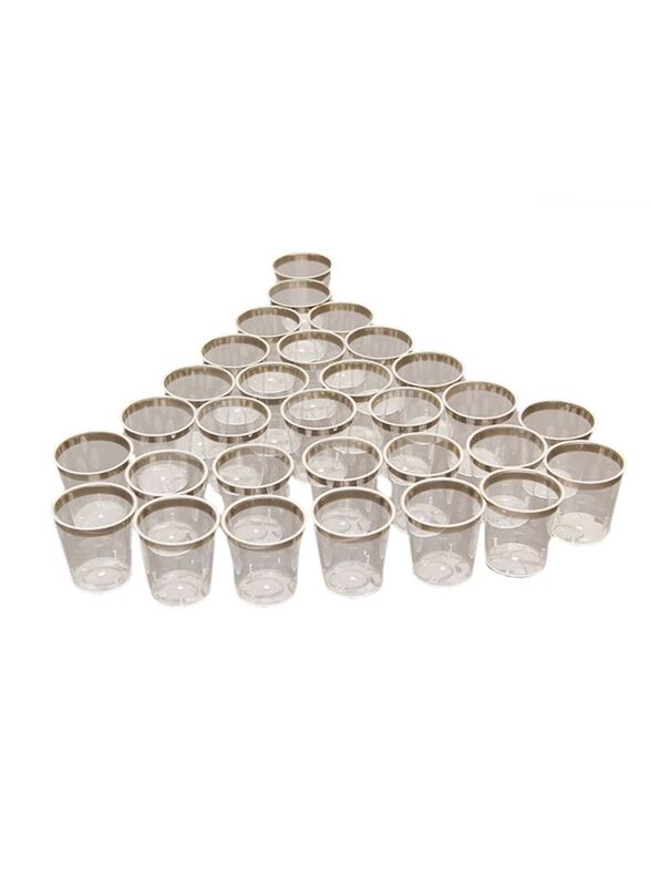 

Rosymoment 30-Piece Plastic Glass Set, Silver/Clear