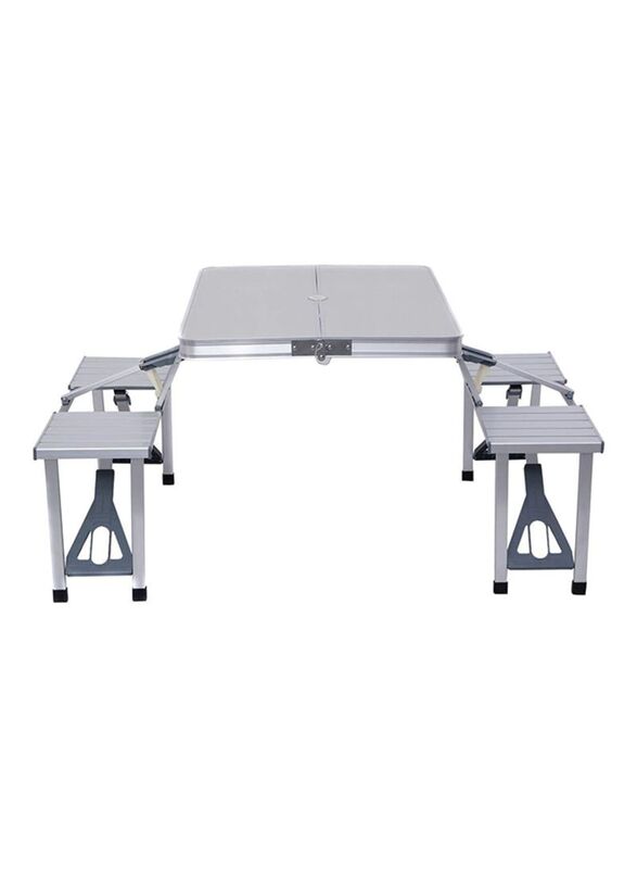 

Generic Outdoor Portable Picnic Table, 4 Seats, Silver