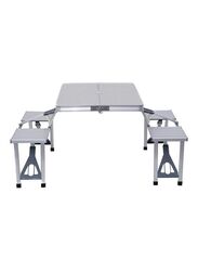Outdoor Portable Picnic Table, 4 Seats, Silver