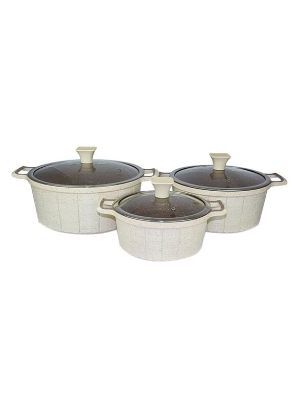 

Generic 3-Piece Aluminium Cookware Set, White/Brown