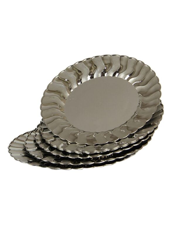 

Rosymoment 6-Piece Round Plastic Dinner Plate Set, Silver