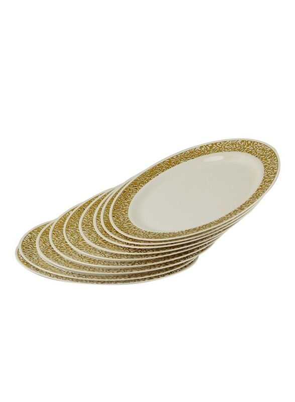 

Rosymoment 10-Piece 10-Inch Dinner Plate Set, White/Gold