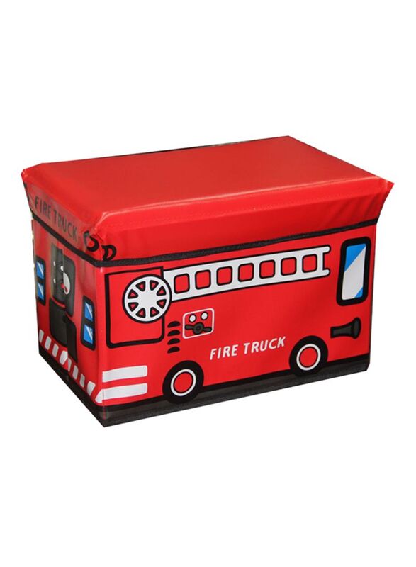 

In-House Fire Truck Storage Stool Box, Red