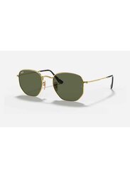 Ray-Ban Full-Rim Hexagonal Polished Gold Sunglasses Unisex, Green Lens, RB3548-N 001, 51/21/145