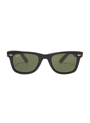 Ray-Ban Full Rim Wayfarer Classic Square Black Sunglasses For Men, Green Lens, RB2140, 50/22/150