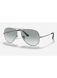 Ray-Ban Full-Rim Aviator Polished Silver Sunglasses Unisex, Light Blue Lens, RB3689 9149/AD, 55/14/140