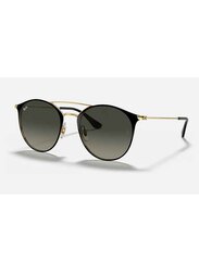 Ray-Ban Full-Rim Round Polished Black Sunglasses Unisex, Grey Lens, RB3546 187/71, 52/20/145