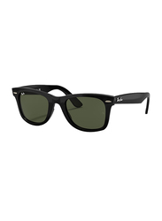 Ray-Ban Full Rim Wayfarer Square Polished Black Unisex Sunglasses, Green Lens, RB4340, 50/22/150