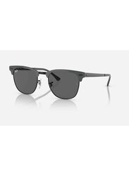 Ray-Ban Full-Rim Clubmaster Polished Grey Sunglasses Unisex, Dark Grey Lens, RB3716 9256/B1, 51/21/145