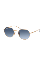 Ray-Ban Full Rim Jack Round Arista Gold Unisex Sunglasses, Blue Lens, RB3565, 51/20/145