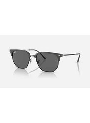 Ray-Ban Full-Rim Clubmaster Polished Grey Sunglasses Unisex, Dark Grey Lens, RB4416 6653/B1, 51/20/145