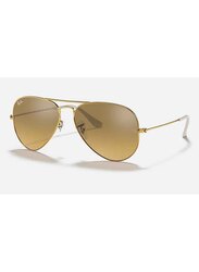 Ray-Ban Full-Rim Aviator Gold Sunglasses Unisex, Brown Lens, RB3025 001/3K, 58/14/135