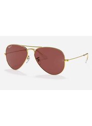 Ray-Ban Polarized Full-Rim Aviator Polished Gold Sunglasses Unisex, Violet Lens, RB3025 9196/AF, 58/14/135