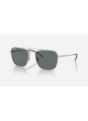 Ray-Ban Polarized Full-Rim Square Polished Silver Sunglasses Unisex, Grey Lens, RB3588 9251/81, 55/19/140
