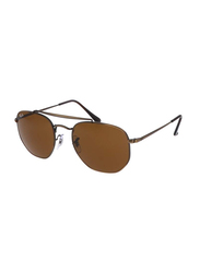 Ray-Ban Full Rim Marshal Antique Gold Round Gold Unisex Sunglasses, Brown Lens, RB3648, 54/21/145