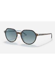 Ray-Ban Thalia Full-Rim Square Polished Havana Sunglasses Unisex, Blue Gradient Lens, RB2195 1316/3M, 51/18/145