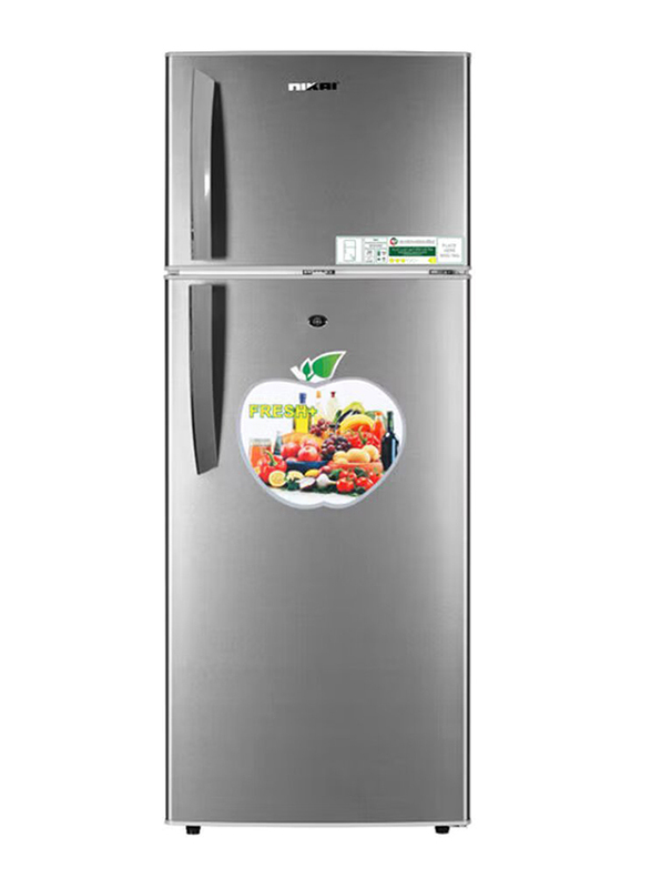 

Nikai 280L Free-Standing Double Door Refrigerator, NRF280DN3S, Silver