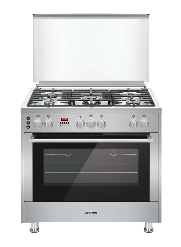 

Aftron 5-Burner Semi Professional Free Standing Full Gas Cooker, Silver