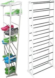 10 Tier Metal Shoe Rack and Organizer, Silver
