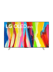 LG 42-Inch Evo C2 Series 4K OLED Smart TV with ThinQ AI Pixel Dimming, OLED42C26LB, White