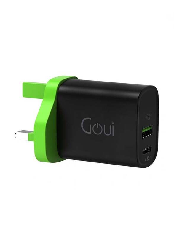 

Goui Wall Travel Charger 2 Ports Equipped with Power Delivery and Qualcomm 3.0 Technology, 20W, Black