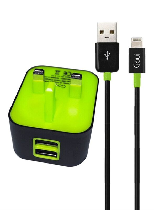 

Goui Wall Charger with Cable, Black/Green