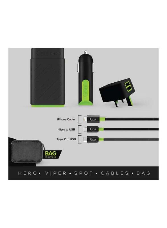 

Goui 10000mAh Bundle Hero Spot + Viper + Micro + 8 pin classic + Type C + Bag, Black