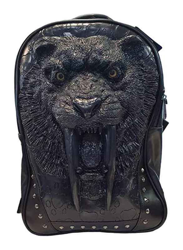 

Generic CFashion 3D PU Leather Saber Big Teeth Backpack Bag, Black