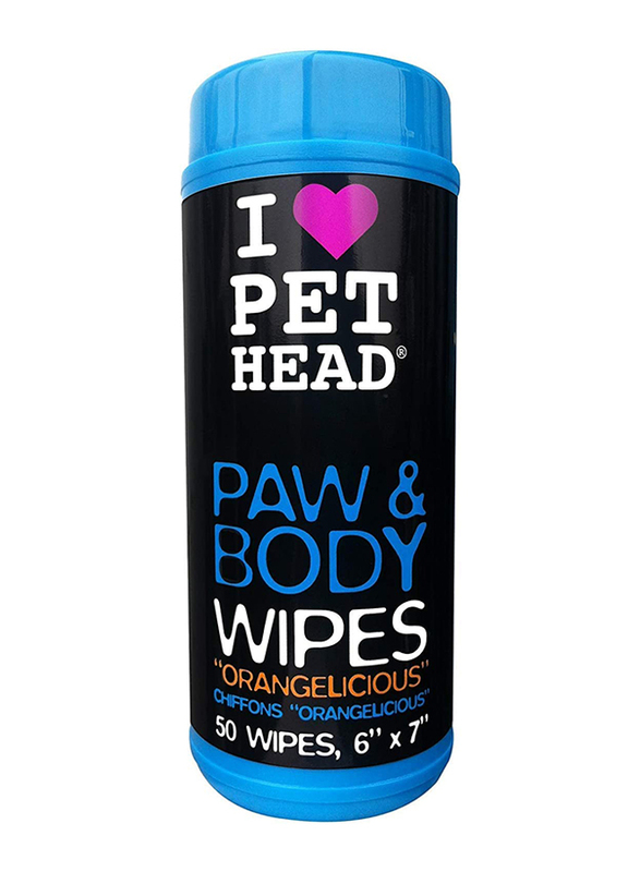 

Pet Head Inc Orangelicious Paw & Body Pet Wipes, 50 Wipes, Multicolour