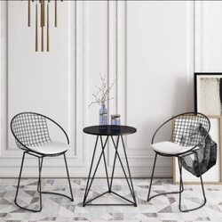 Yulan Modern Luxury Iron Golden Metal Living Room Table & Chair Set, Multicolour