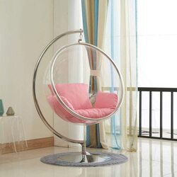 Ex Yulan Transparent Bubble Chair Glass Cradle Hanging Basket Chair for Indoor Balcony Home Hemisphere Swing Chair, Multicolour