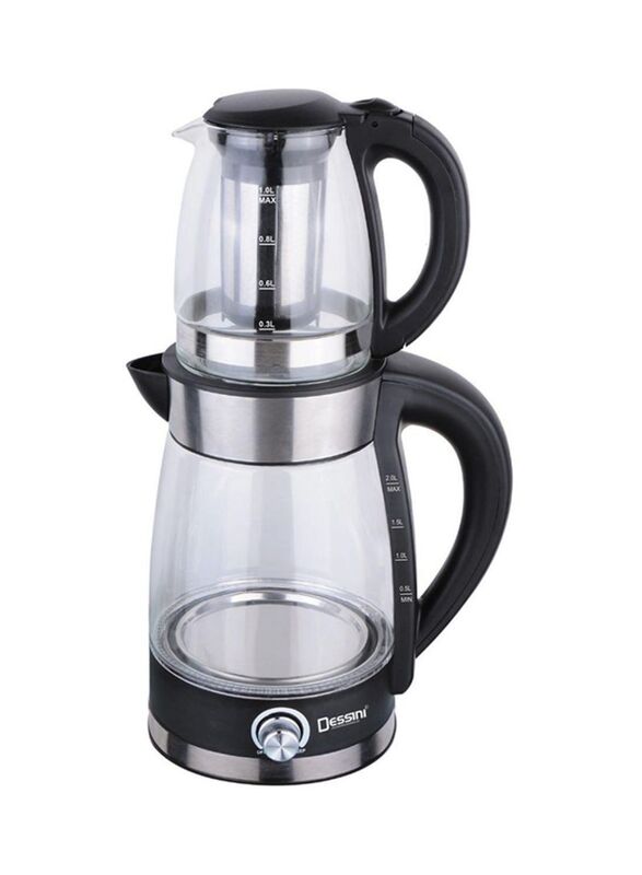 

Dessini 2L Electric Tea Maker With Kettle, 2200W, 7007, Clear/Black