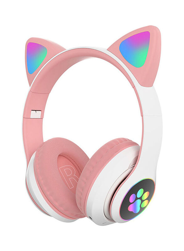 

Generic Music Glowing Cat Wireless Over-Ear Headphones, Pink